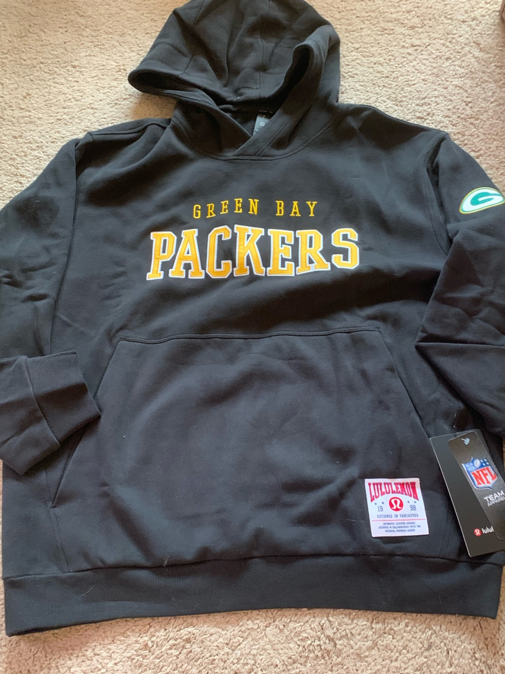 Men’s Lululemon x NFL Green Bay Packers Black Hoodie L NWT